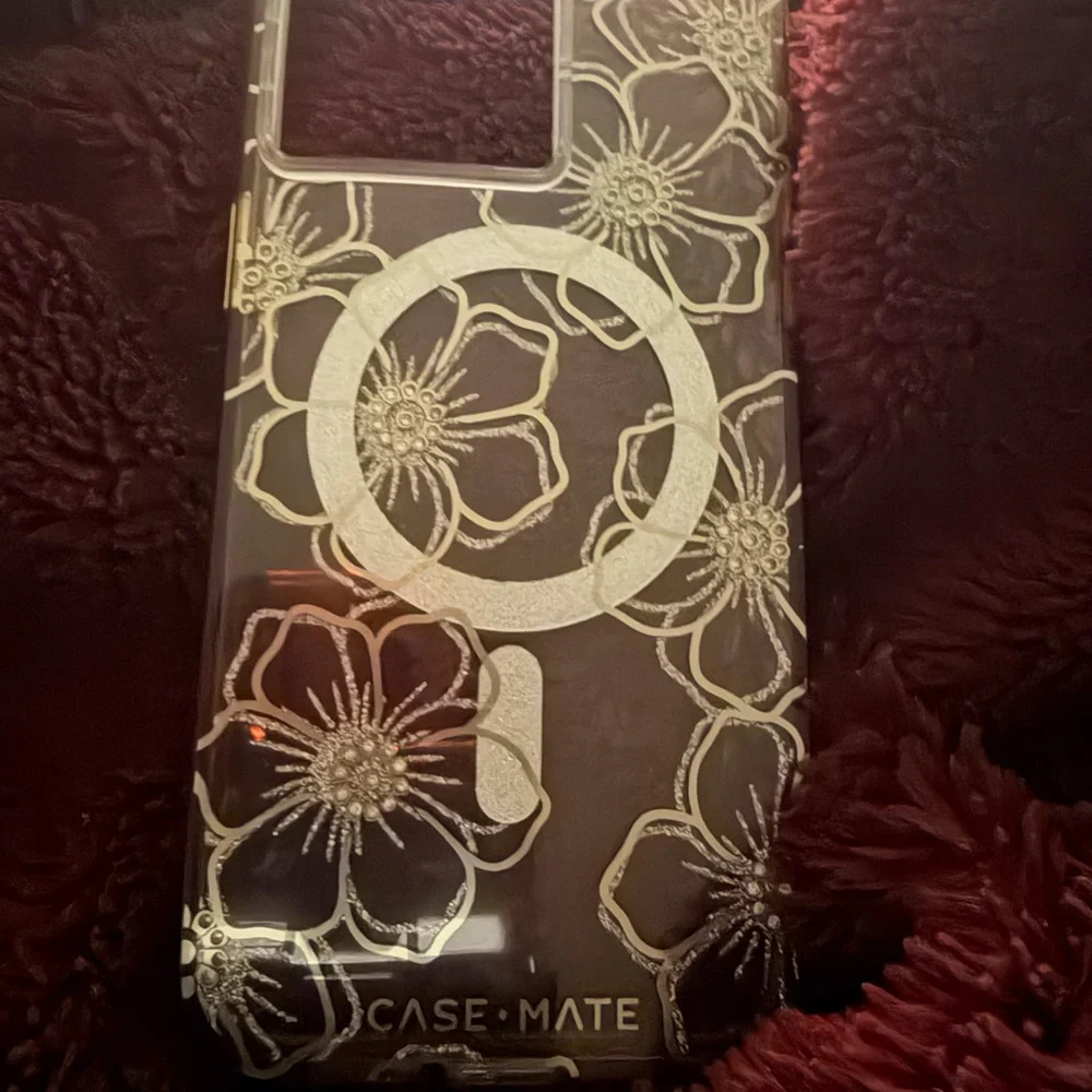 Floral Clear Phone Case with Gold Accents